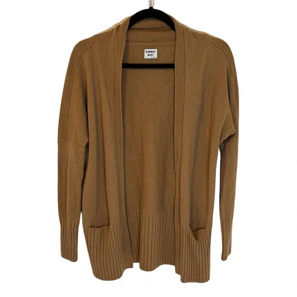 Aritzia Sunday best Brown Cardigan merino wool alpaca Sweater SZ small - Picture 3 of 9